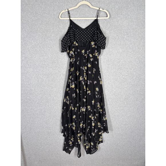 Maurices Fairy Coquette Y2K Dress XS Sheer Polka Dot Floral Asymmetric Babydoll - Picture 10 of 16